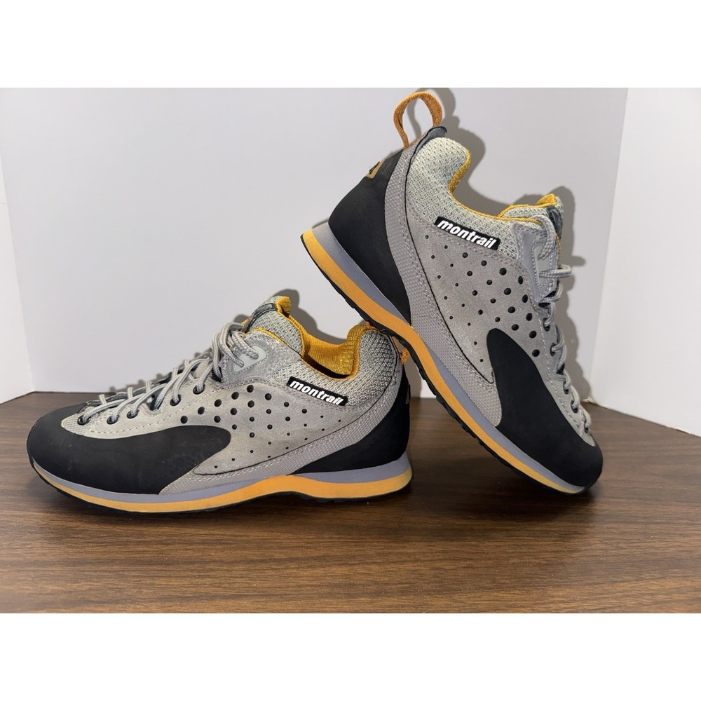 Montrail‎ D7 Womens Size 9  Gray Yellow Vibram Hiking Shoes